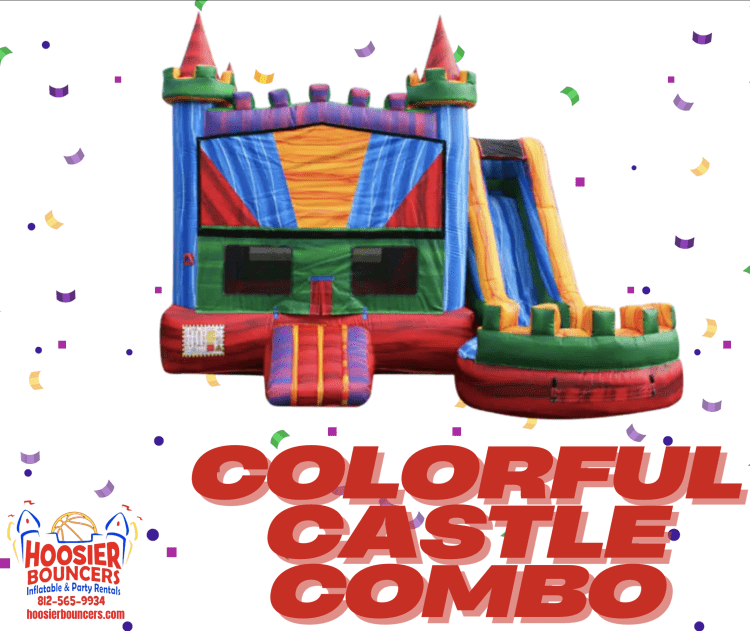 Colorful Castle Bounce House W/Slide Combo