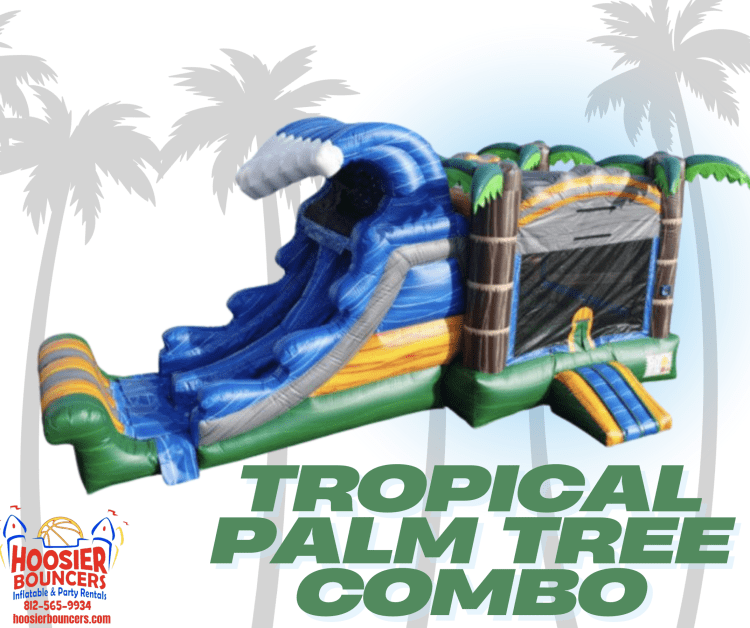 Tropical Palm Tree Bounce House W/Slide Combo